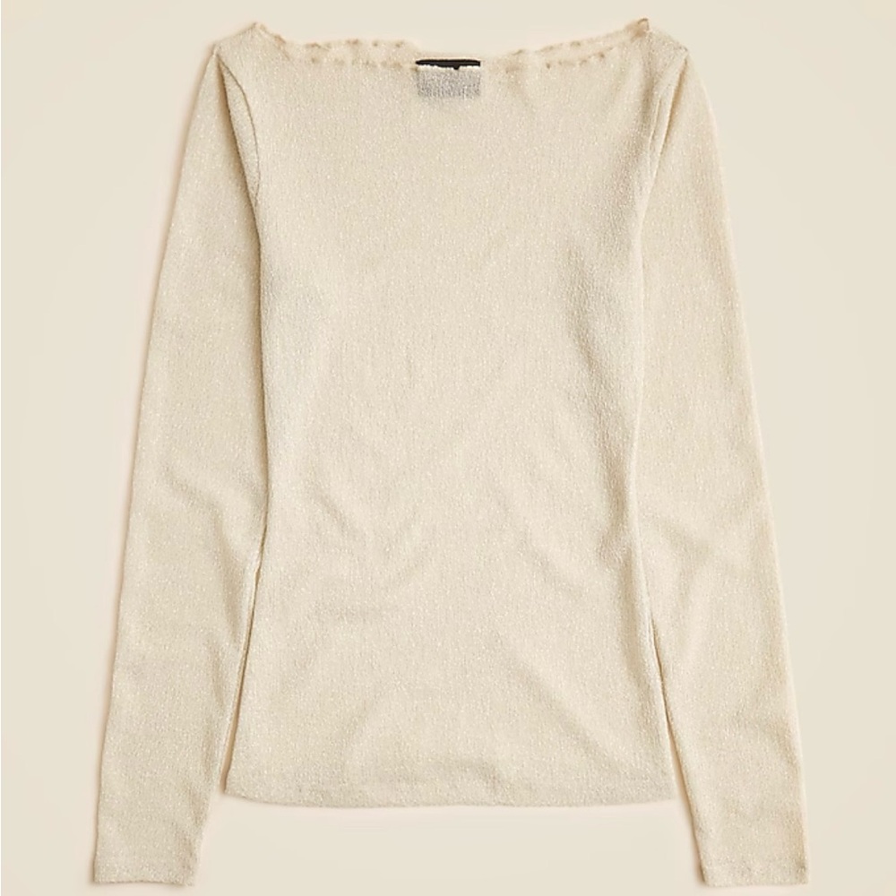 J. Crew Collection sheer metallic boatneck top